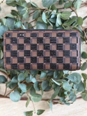 Louis Vuitton Damier Ebene Sequin Zippy Wallet CA1175 COA Auth